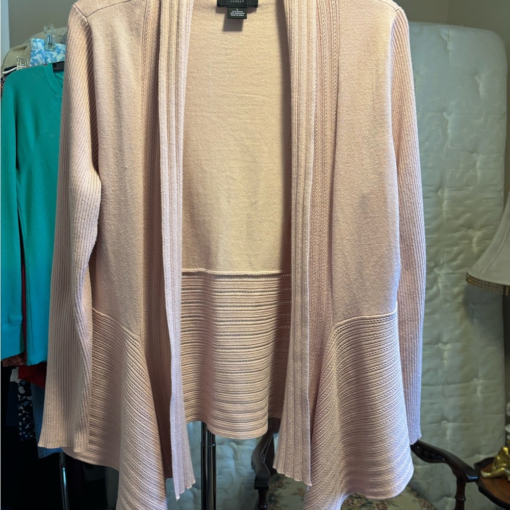 Liz Claiborne Light Pink Open Cardigan